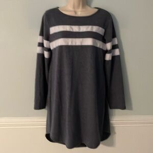 Emma & Michele sweatshirt long sleeve dress stripes soft sporty gray white M